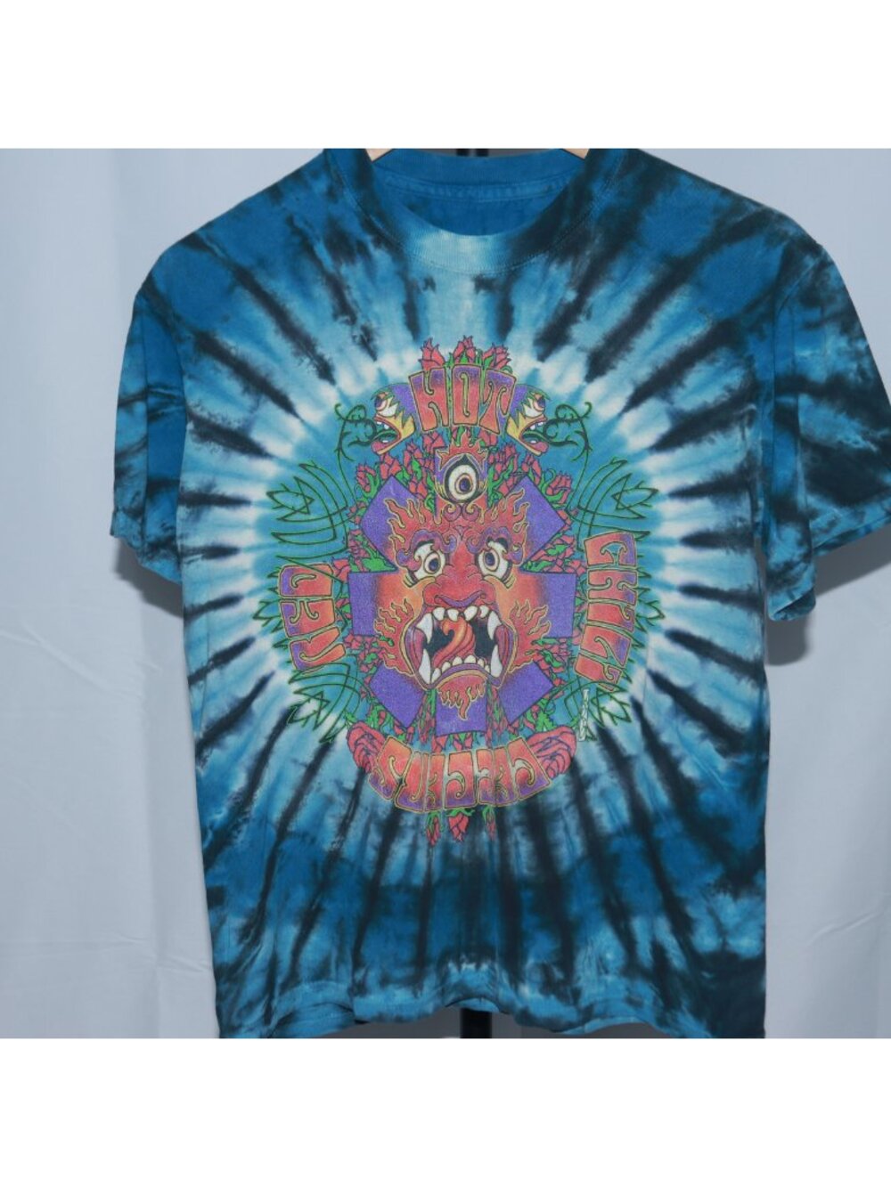 Red Hot Chili Peppers Unisex Tie-Dye Crewneck T-Shirt Blue Graphic Print Size M